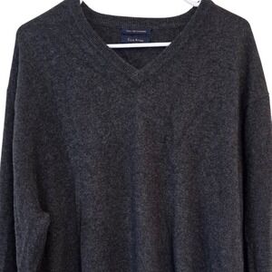 Club Room Mens Dark Gray V Neck 100% Fine Cashmere Sweater XL
